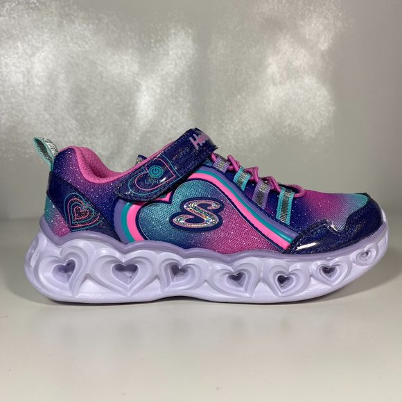 Skechers Youth Shoes Heart Lights Rainbow Lux Light Up Sneaker Purple Sz 13 - Picture 6 of 15